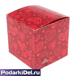 Коробка подарочная для КРУЖКИ "Сердечки"