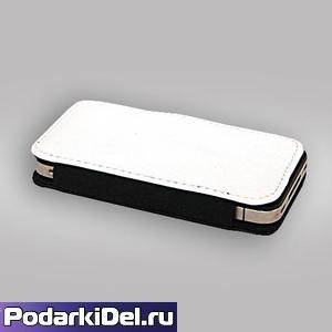 Чехол-книжка IPhone 4/4S "черный" из искусственной кожи (влево-вправо) 