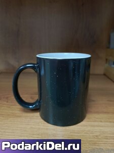 Кружка ХАМЕЛЕОН черная с блестками глянец